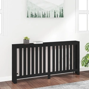 Параван за радиатор черен 169x19x84 см борово дърво масив