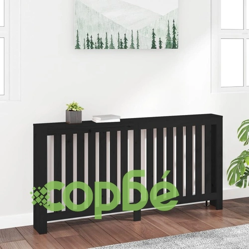 Параван за радиатор черен 169x19x84 см борово дърво масив ➤ топ цена ➤ sorbe.bg