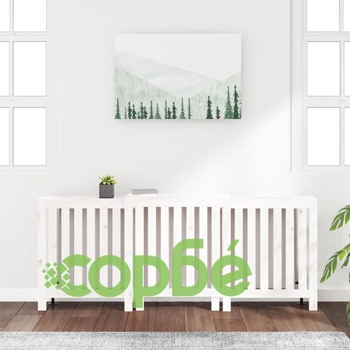 Параван за радиатор бял 210x21x85 см борово дърво масив ➤ топ цена ➤ sorbe.bg