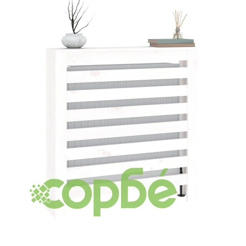 Параван за радиатор, бял, 79,5x19x84 см, борово дърво масив ➤ топ цена ➤ sorbe.bg