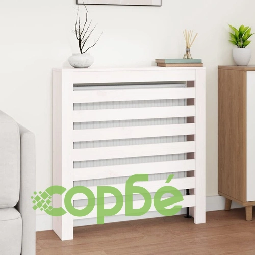 Параван за радиатор, бял, 79,5x19x84 см, борово дърво масив ➤ топ цена ➤ sorbe.bg