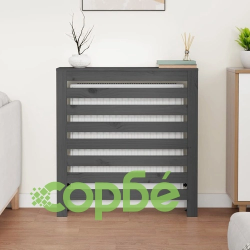 Параван за радиатор, сив, 79,5x19x84 см, борово дърво масив ➤ топ цена ➤ sorbe.bg