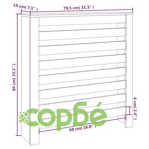Параван за радиатор, сив, 79,5x19x84 см, борово дърво масив ➤ топ цена ➤ sorbe.bg