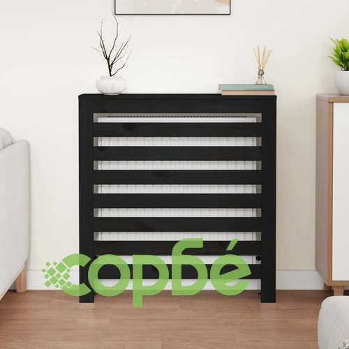 Параван за радиатор черен 79,5x19x84 см борово дърво масив ➤ топ цена ➤ sorbe.bg