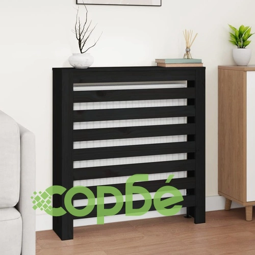 Параван за радиатор черен 79,5x19x84 см борово дърво масив ➤ топ цена ➤ sorbe.bg