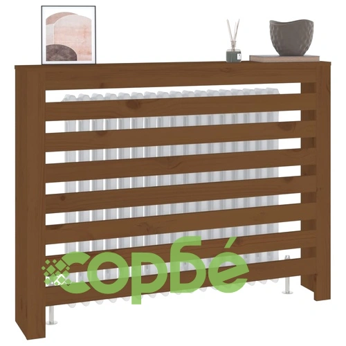 Параван за радиатор меденокафяв108,5x19x84см борово дърво масив ➤ топ цена ➤ sorbe.bg