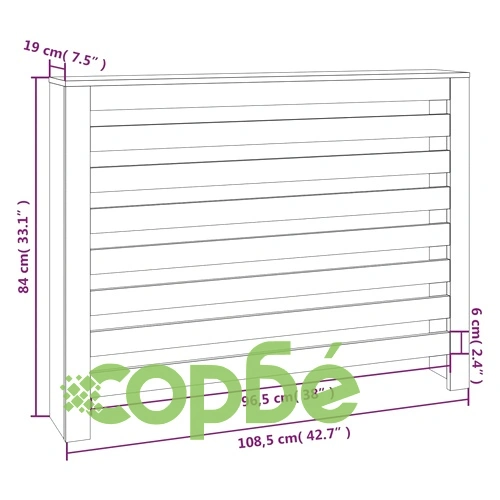 Параван за радиатор черен 108,5x19x84 см борово дърво масив ➤ топ цена ➤ sorbe.bg