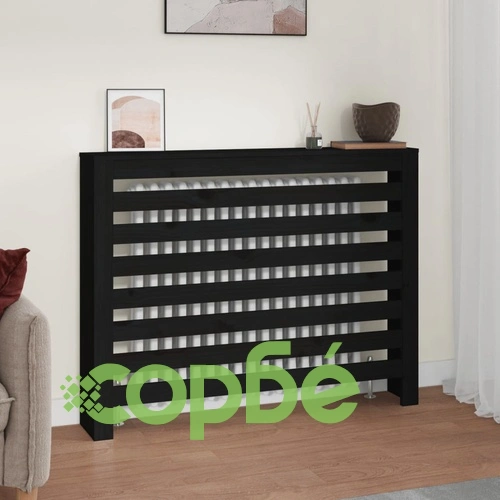 Параван за радиатор черен 108,5x19x84 см борово дърво масив ➤ топ цена ➤ sorbe.bg