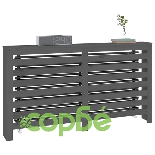 Параван за радиатор сив 153x19x84 см борово дърво масив ➤ топ цена ➤ sorbe.bg