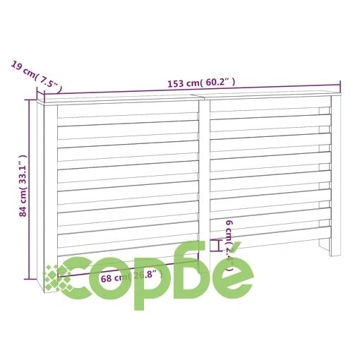 Параван за радиатор сив 153x19x84 см борово дърво масив ➤ топ цена ➤ sorbe.bg
