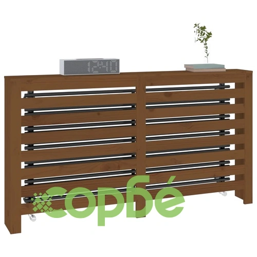 Параван за радиатор меденокафяв 153x19x84 см борово дърво масив ➤ топ цена ➤ sorbe.bg