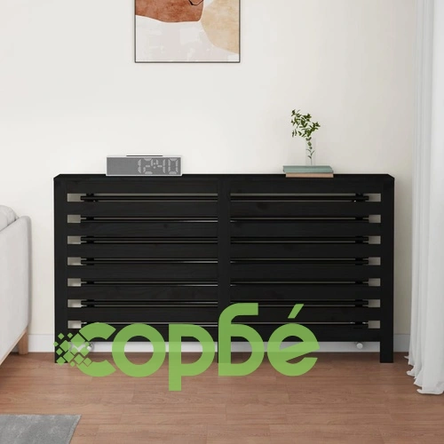 Параван за радиатор черен 153x19x84 см борово дърво масив ➤ топ цена ➤ sorbe.bg