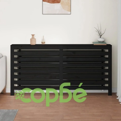 Параван за радиатор черен 169x19x84 см борово дърво масив ➤ топ цена ➤ sorbe.bg