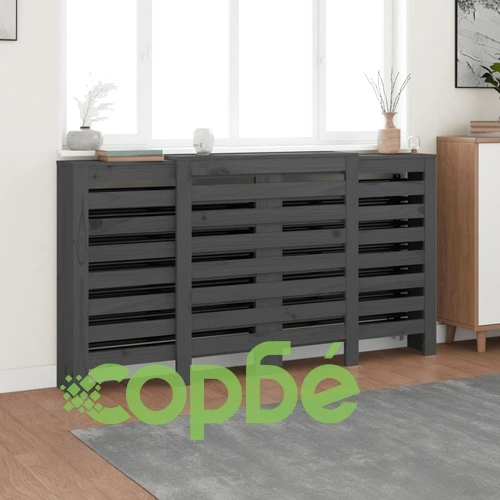 Параван за радиатор сив 210x21x85 см борово дърво масив ➤ топ цена ➤ sorbe.bg