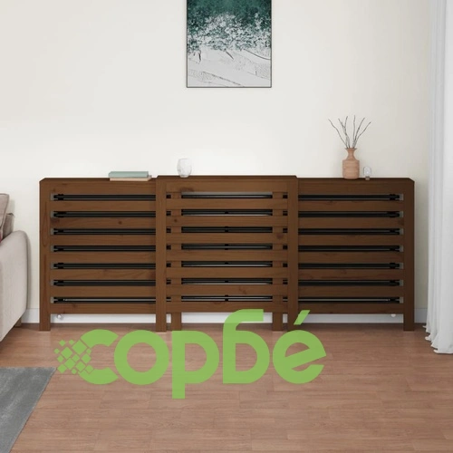 Параван за радиатор меденокафяв 210x21x85 см борово дърво масив ➤ топ цена ➤ sorbe.bg