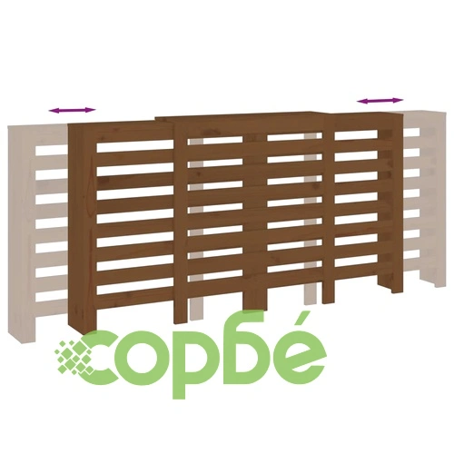 Параван за радиатор меденокафяв 210x21x85 см борово дърво масив ➤ топ цена ➤ sorbe.bg