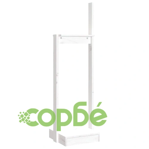 Поставка за дърва за огрев бяла 33,5x30x110 см бор масив ➤ топ цена ➤ sorbe.bg