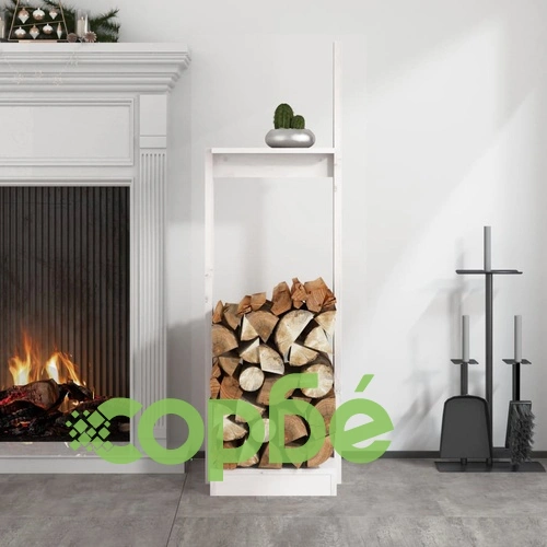 Поставка за дърва за огрев бяла 33,5x30x110 см бор масив ➤ топ цена ➤ sorbe.bg