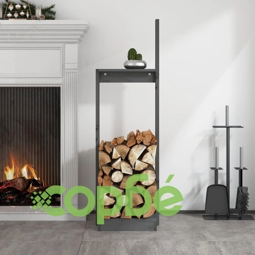 Поставка за дърва за огрев сива 33,5x30x110 см бор масив ➤ топ цена ➤ sorbe.bg