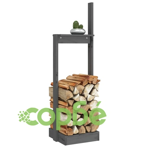 Поставка за дърва за огрев сива 33,5x30x110 см бор масив ➤ топ цена ➤ sorbe.bg