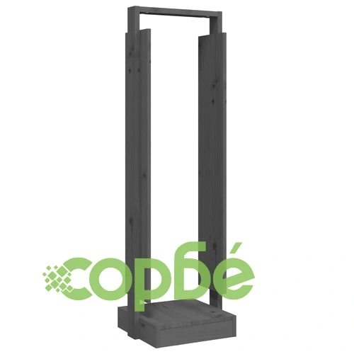 Поставка за дърва за огрев сива 33,5x30x110 см бор масив ➤ топ цена ➤ sorbe.bg