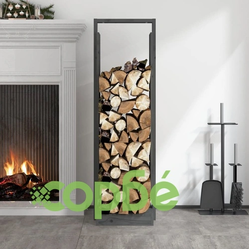 Поставка за дърва за огрев сива 33,5x30x110 см бор масив ➤ топ цена ➤ sorbe.bg