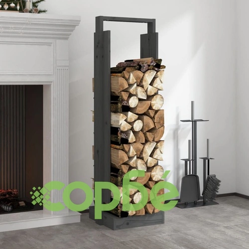 Поставка за дърва за огрев сива 33,5x30x110 см бор масив ➤ топ цена ➤ sorbe.bg