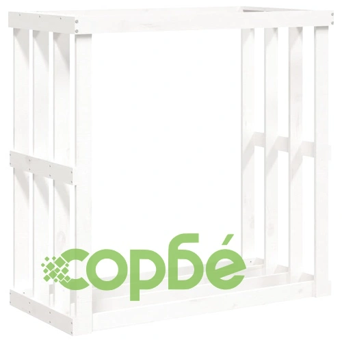 Външна поставка за дърва за огрев бяла 33,5x30x110 см бор масив ➤ топ цена ➤ sorbe.bg