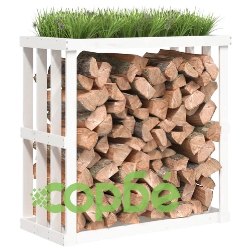 Външна поставка за дърва за огрев бяла 33,5x30x110 см бор масив ➤ топ цена ➤ sorbe.bg