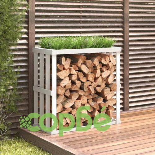 Външна поставка за дърва за огрев бяла 33,5x30x110 см бор масив ➤ топ цена ➤ sorbe.bg