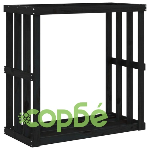 Външна поставка за дърва за огрев черна 108x52x106 см бор масив ➤ топ цена ➤ sorbe.bg