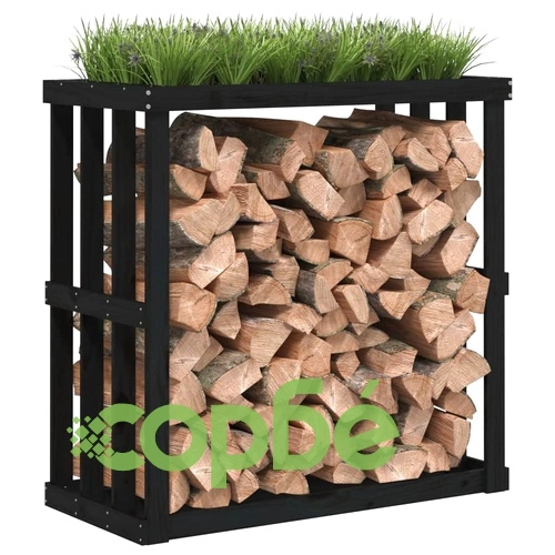 Външна поставка за дърва за огрев черна 108x52x106 см бор масив ➤ топ цена ➤ sorbe.bg
