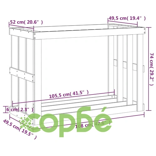 Външна поставка за дърва за огрев 108x52x74 см бор масив ➤ топ цена ➤ sorbe.bg