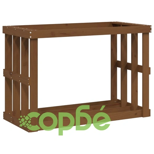 Външна поставка за дърва меденокафява 108x52x74 см бор масив ➤ топ цена ➤ sorbe.bg