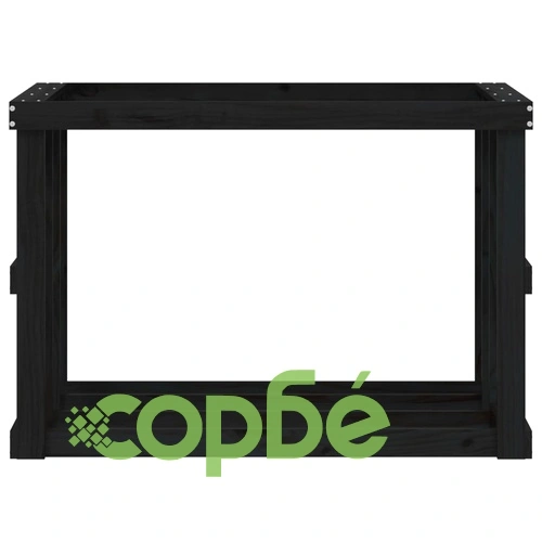 Външна поставка за дърва за огрев черна 108x52x74 см бор масив ➤ топ цена ➤ sorbe.bg