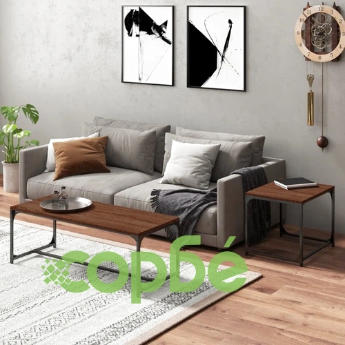 Кафе маси, 2 бр, кафяв дъб, инженерно дърво ➤ топ цена ➤ sorbe.bg