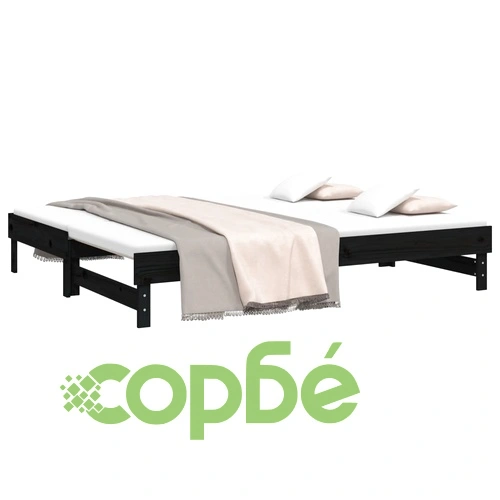 Разтегателно дневно легло, без матрак, черно, 2x(90x200) см ➤ топ цена ➤ sorbe.bg