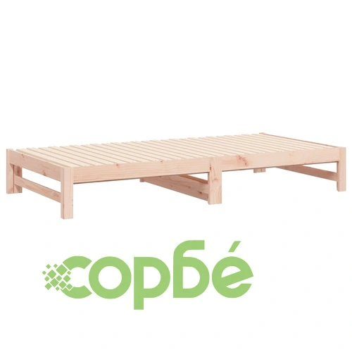 Разтегателно дневно легло, 2x(90x200) см, борово дърво масив ➤ топ цена ➤ sorbe.bg