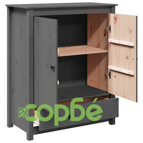 Висок шкаф, сив, 83x41,5x100 см, бор масив ➤ топ цена ➤ sorbe.bg