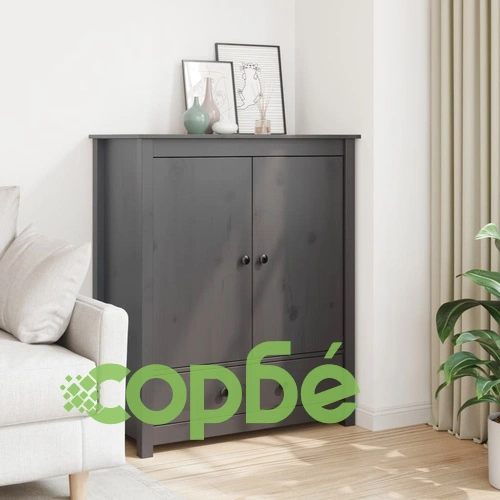 Висок шкаф, сив, 83x41,5x100 см, бор масив ➤ топ цена ➤ sorbe.bg