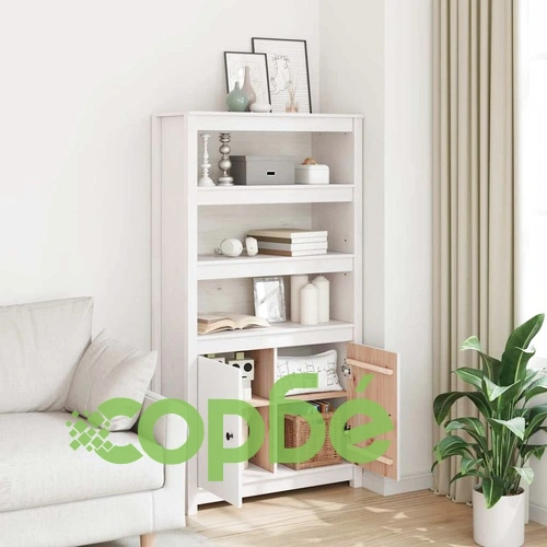 Висок шкаф, бял, 80x35x154 см, борово дърво масив ➤ топ цена ➤ sorbe.bg