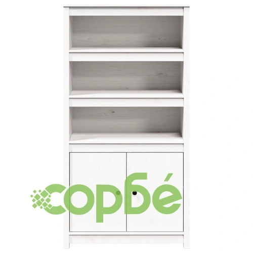 Висок шкаф, бял, 80x35x154 см, борово дърво масив ➤ топ цена ➤ sorbe.bg