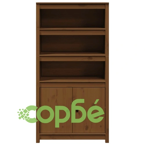 Висок шкаф, меденокафяв, 80x35x154 см, борово дърво масив ➤ топ цена ➤ sorbe.bg