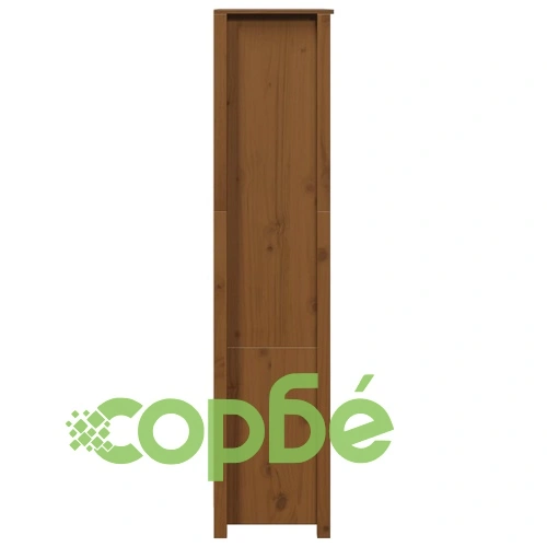 Висок шкаф, меденокафяв, 80x35x154 см, борово дърво масив ➤ топ цена ➤ sorbe.bg