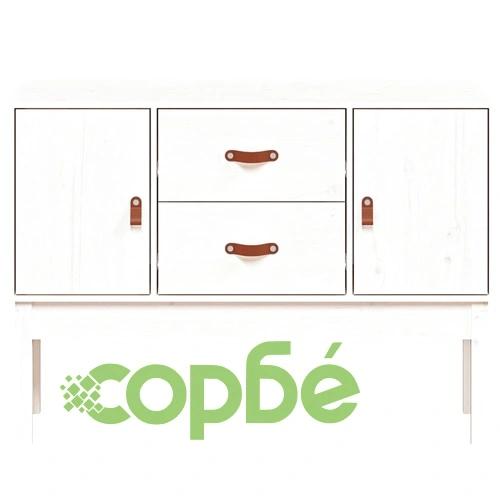 Сайдборд, бял, 110x40x78 см, бор масив ➤ топ цена ➤ sorbe.bg