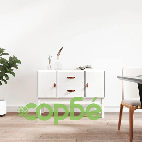 Сайдборд, бял, 110x40x78 см, бор масив ➤ топ цена ➤ sorbe.bg