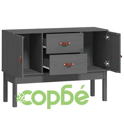 Сайдборд, сив, 110x40x78 см, бор масив ➤ топ цена ➤ sorbe.bg