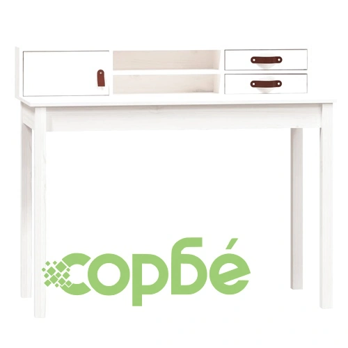 Бюро, бяло, 110x50x93 см, борово дърво масив ➤ топ цена ➤ sorbe.bg