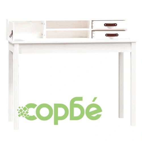 Бюро, бяло, 110x50x93 см, борово дърво масив ➤ топ цена ➤ sorbe.bg