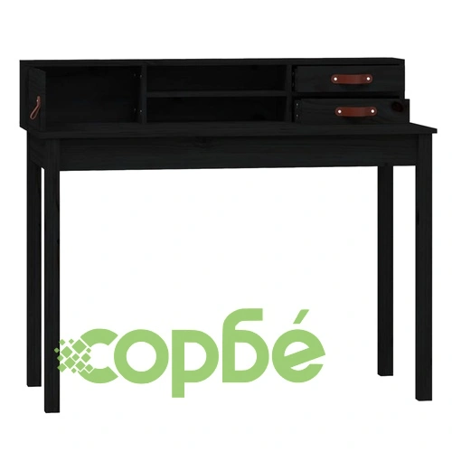 Бюро, черно, 110x50x93 см, борово дърво масив ➤ топ цена ➤ sorbe.bg